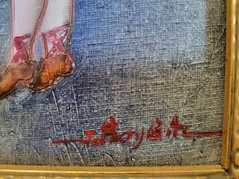J Roybal Oil Dancing, Three Ballet Dancers, Original Oil Painting, Signed, Vintage, Ballet Girls, Whimsical, Joyce Roybal Art