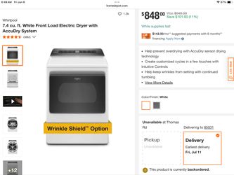Whirlpool electric dryer HE Extralarge capacity