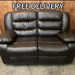 Leather Recliner Loveseat Sofa - Free Delivery 