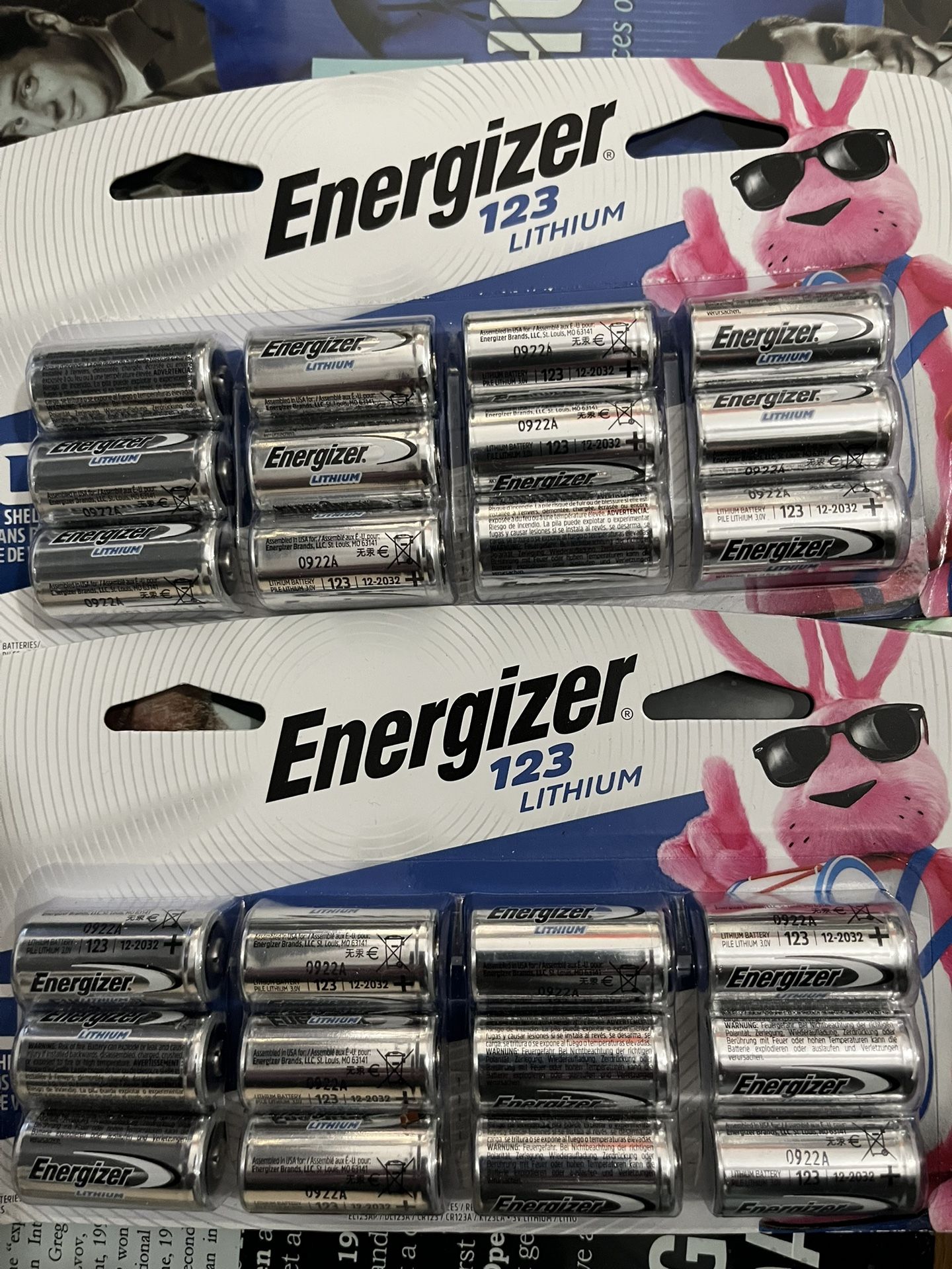 LITHIUM ENERGIZER 123 BATTERIES