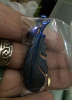 Stainless Steel with Enamel Feather Pendant