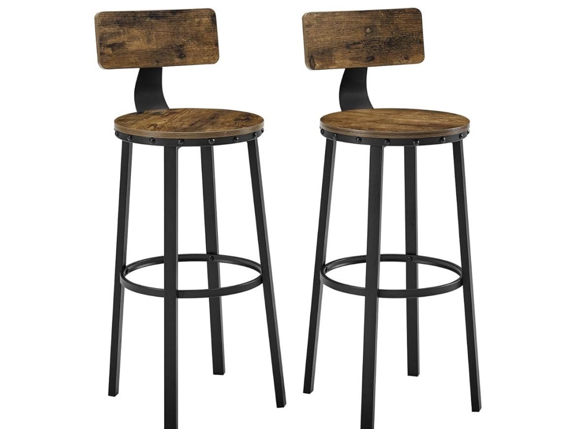 LIKE NEW Bar Stools, Tall Bar Chairs with Backrest, Set of 2 (28.8-Inch High)
