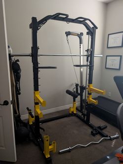 Half Rack/ Smith Machine combo w/ Powertec Lat Pulldown