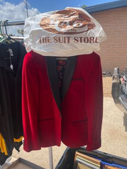 Red velvet blazer