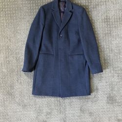 Burton Menswear Men Long Coat Navy Blue