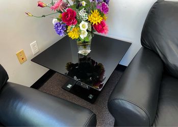 Modern Black Glass End Table