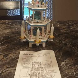 LILLIAN VERNON Easter Go Round 3 Tier 6 Candle Wood Rotating Carousel Windmill