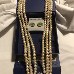 PEARL NECKLACE SETS JADE PENDANT 