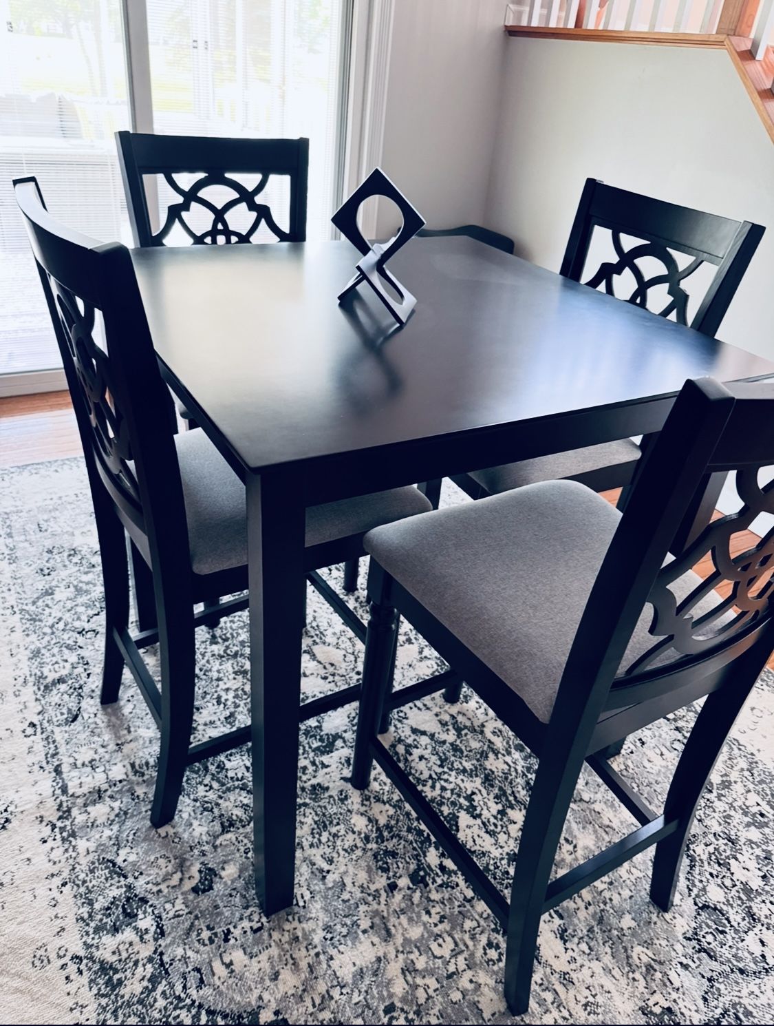 5 Piece black Wood Table Set