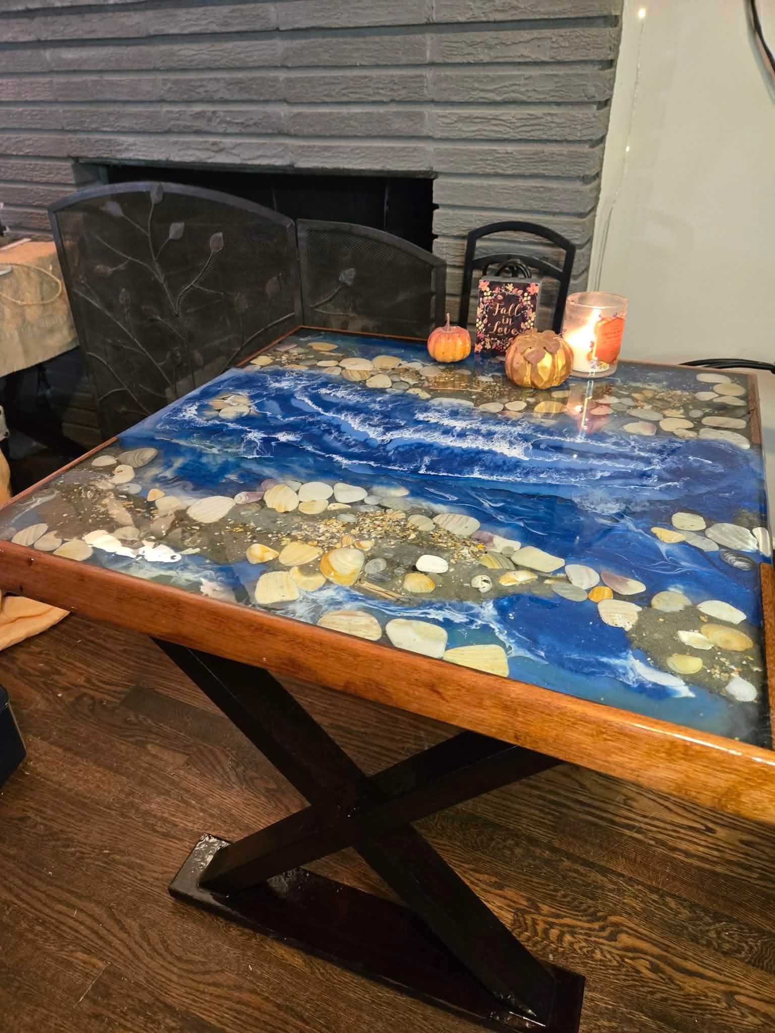 Handmade Wood & Ocean Epoxy Table