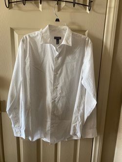 Camisa Manga Larga De Vestir VAN HEUSEN Blanca Con Puntitos Negros - Size M 15-15 1/2
