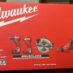 Milwaukee 3693-24CX M18 18V 4 Cordless Tool Combo Kit w/ Battery 