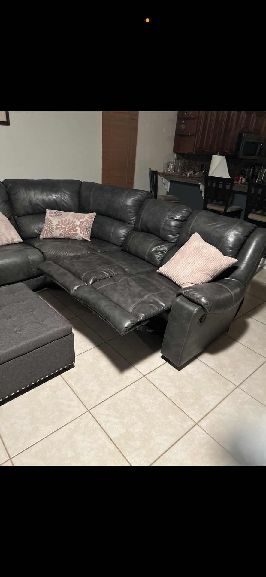 Grey Sectional Recliner