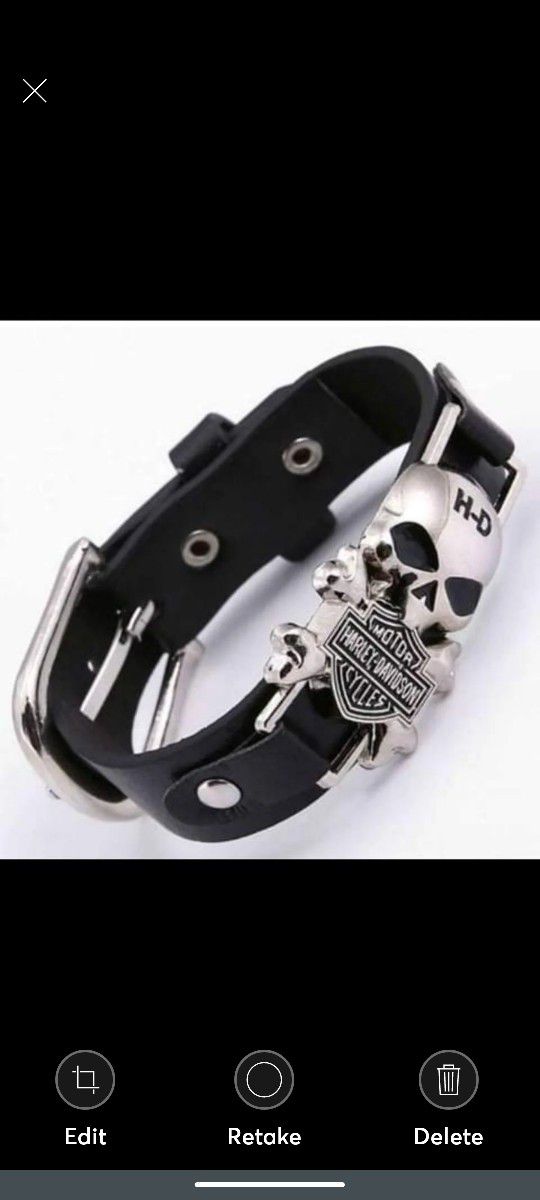Harley-Davidson Black Leather Buckle Bracelet