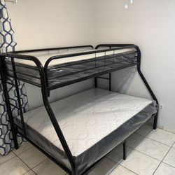 Twin over full bunk beds frame and free delivery in box with the mattress and