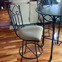 Pub Height Beveled Glass Table. 