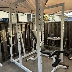 Squat Rack Cage With Bench 