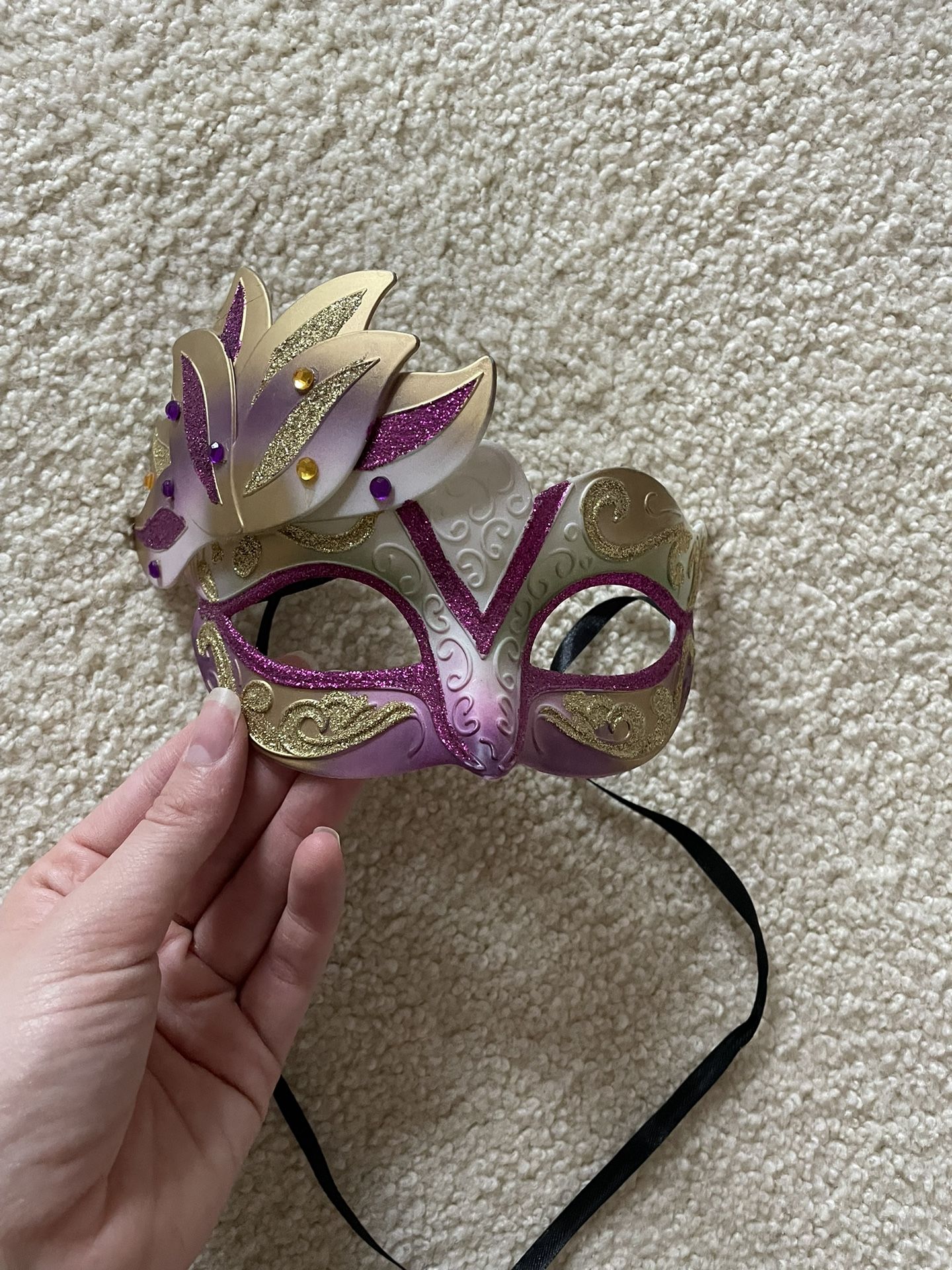 Masquerade Purple Glitter Gold Mask Mardi Gras