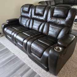 Power Reclining Leather Couch
