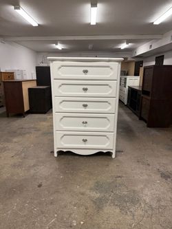 Tall White 5 Drawer Dresser