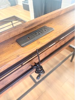 Rustic Queen Bed Frame w/ Headboard & Built-In USB/Outlets – $75 OBO