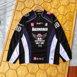 Balenciaga Sports Mesh Plain Weave Long Sleeved Jersey Shirt 