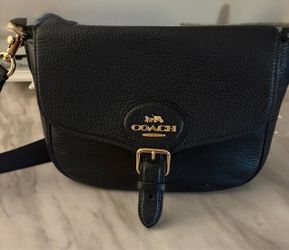 Coach Black Pebbled Leather Crossbody with Gold Hardware