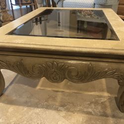 Rectangular Wood And Glass Coffee Table 