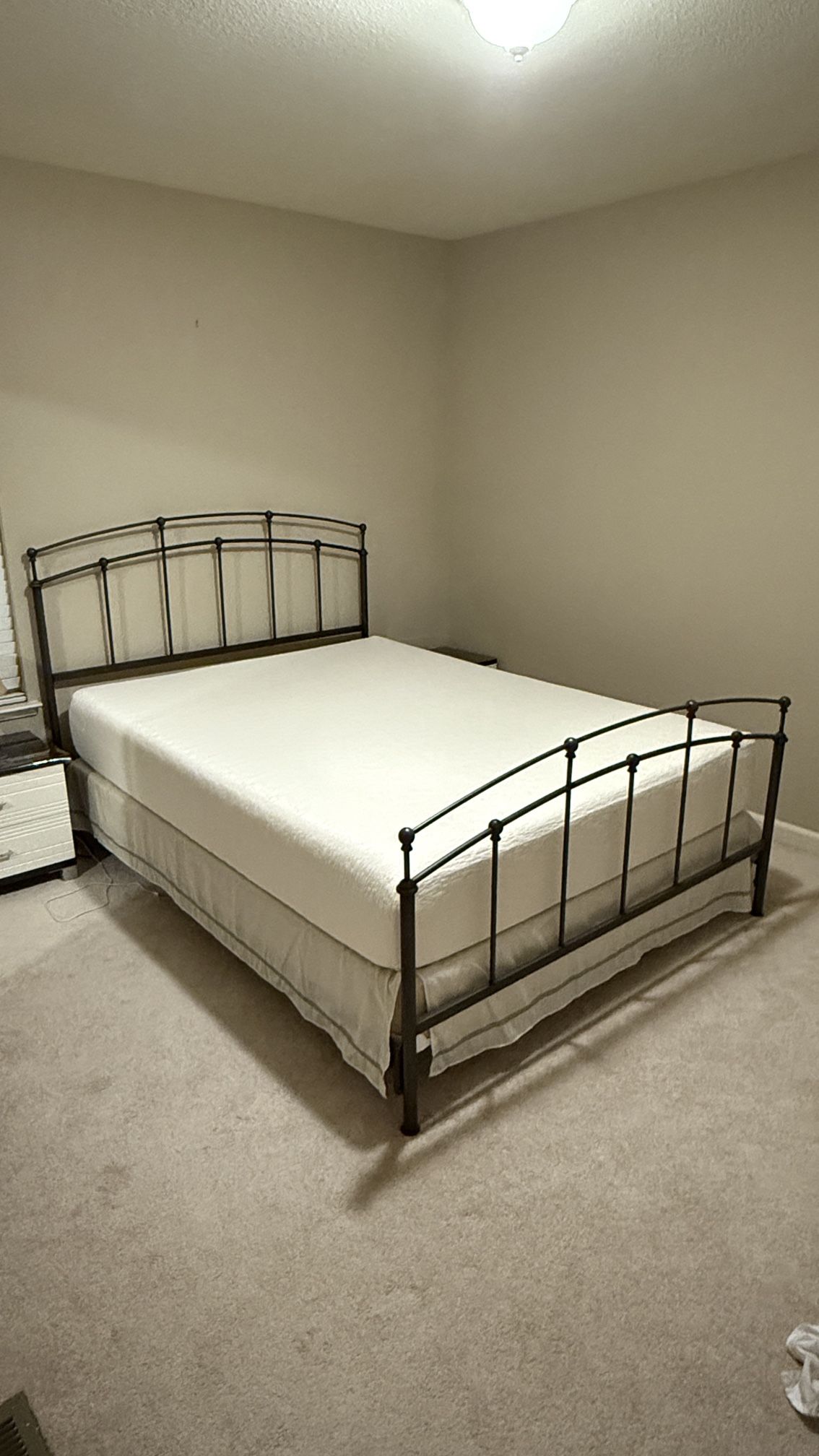 Queen Size Bed Frame Plus Mattress And Two Night Tables