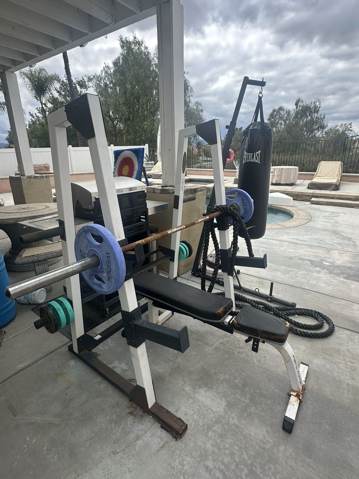 Heavy Punching Bag With Stand, Weight Rack, Bench, Weight