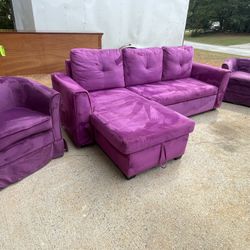 Sectional Pullout Sofa With Storage Ottoman 