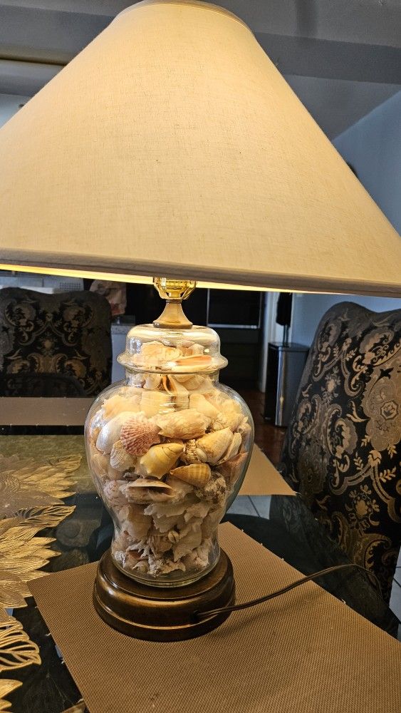 Vintage Lamp Filled With Shells