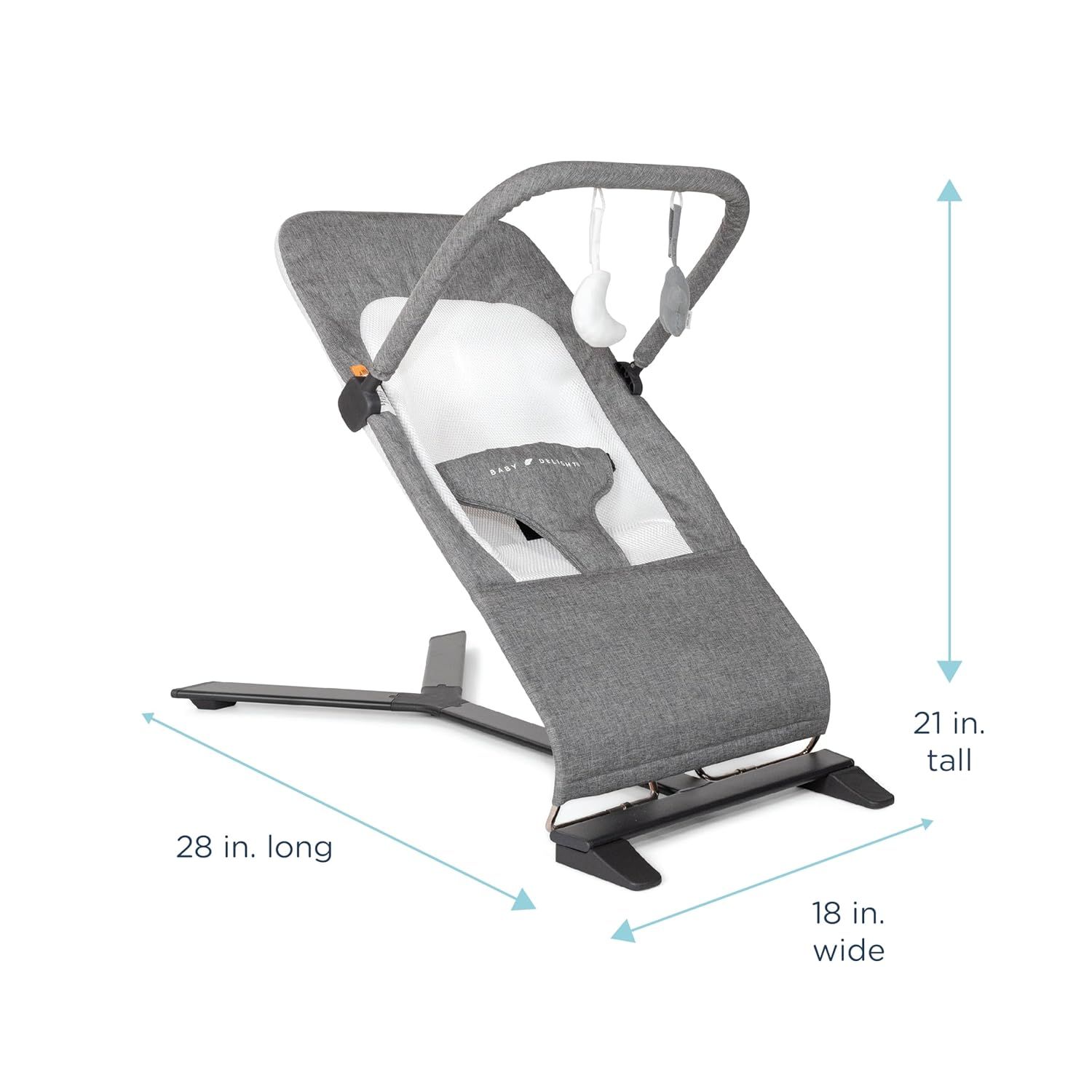 New! Baby Delight Alpine Deluxe Portable Bouncer, Charcoal Tweed - $5 Delivery (#1451)