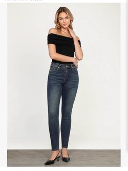 Women’s Size L High Waist Slim Fit Stretch Skinny Denim Jeggings, Vintage Blue, NEW