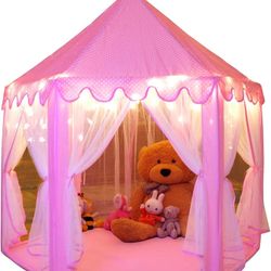 Monobeach Princess Tent Girls Large Playhouse Kids Castle Play Tent with Star Lights Toy for Children Indoor and Outdoor Games, 55'' x 53'' (DxH)