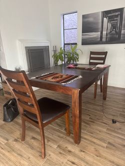 Table with chairs and bench