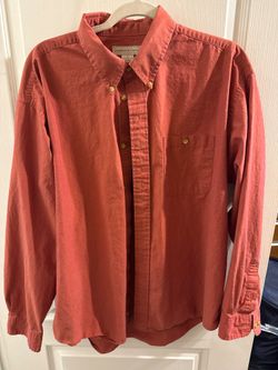 Preswick & Moore Button Down Shirt Red Cotton Size L