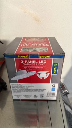 New 2-Pack Super Bright 3-Panel LED Garage Lights – E26 Screw-In