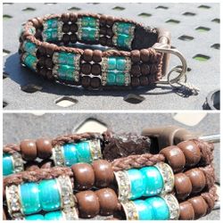 Custom Handmade Beaded  Bling Dog Collar 