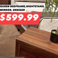 Queen Bedframe,nightstand,mirror,dresser (SALE $599.99) 