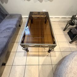 Glass Coffee Table, And Matching End Table