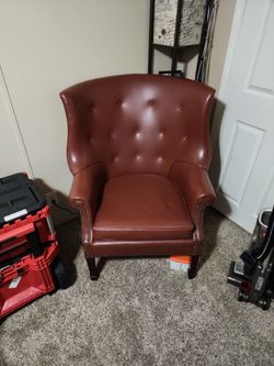 Red Leather corner Chair