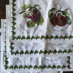 Four Portmeirion Pomona Cloth Placemats Discontinued Cherry Orange Pear Fruit 