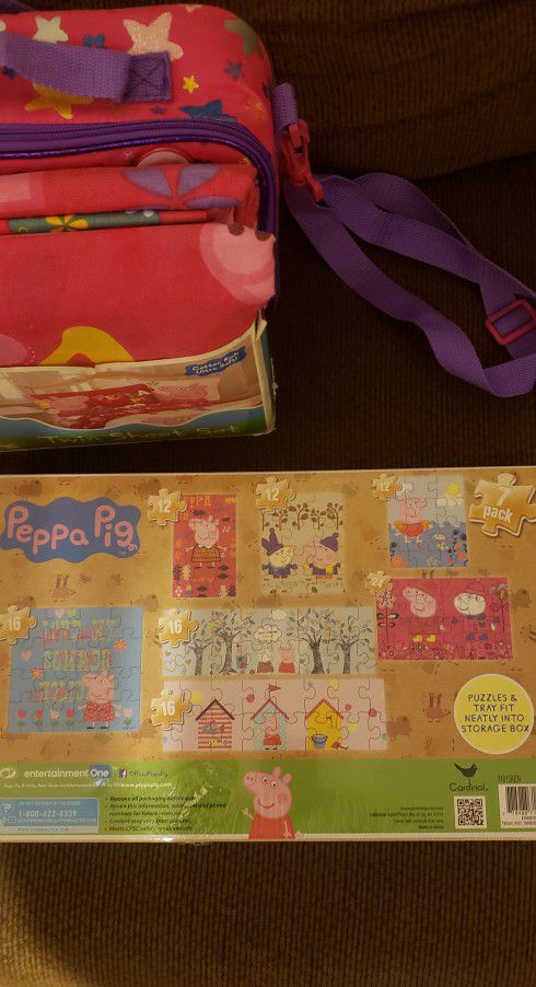 Peppa Pig Wood Puzzle, Lunch Bag, Sheet Set Twin Size