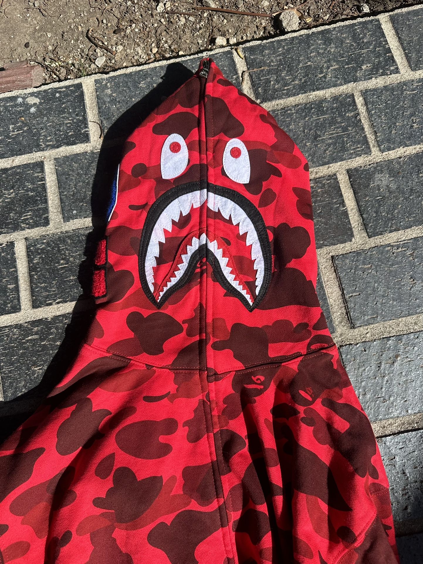 Bape Red Camo Shark Hoodie
