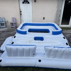Rectangle Coolerz Tropical Breeze 6 Person Floating Island Pool Lake Raft Lounge