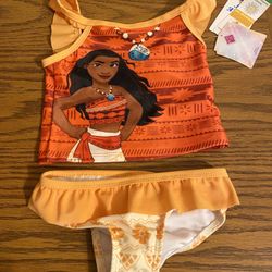 NWT Disney Princess Moana Two Pc Bathing Suit Size 2 Toddler 