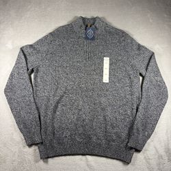 St John Bay Men’s 2XL  Charcoal Gray 1/4 Zip Mock Neck Sweater NWT New #854