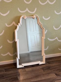 White Ornate Wood Framed Mirror - 40" Tall Vintage Regency Style Wall Mirror