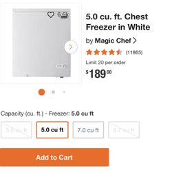 A GIC C E F° 90-96303.110 1147577FL 5.0 Cu. Ft. Chest Freezer 5.0 Cu. Pie. Con elador Horizontal
